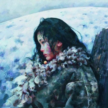 Chino Painting - La nieve seguía cayendo silenciosamente AXE Tibet